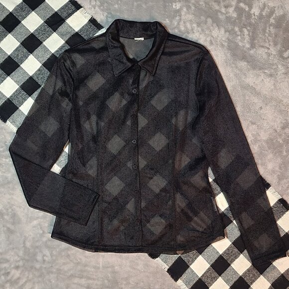 M Elegant Black Sheer Women's Top - Picture 1 of 2